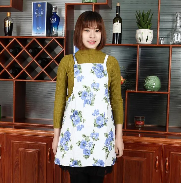 Good A++ Custom fashion cute nail work around home kitchen waterproof put oil apron dressing cotton cloth A007 as your needs