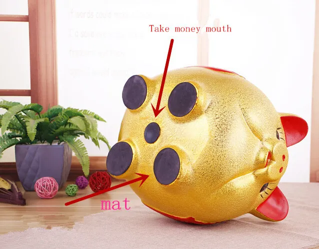 Ceramic gold pig piggy bank deposit box children's coin money jar activity creative gift opening set