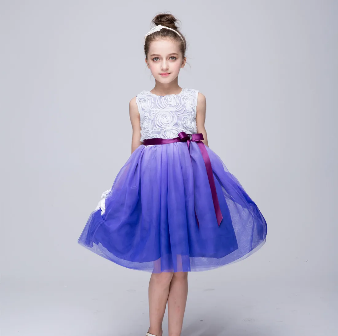 2017 NEW ARRIVAL hot selling 3D stereo flower Princess girls dress Beautiful Princess Girl Dress grenadine Dresses