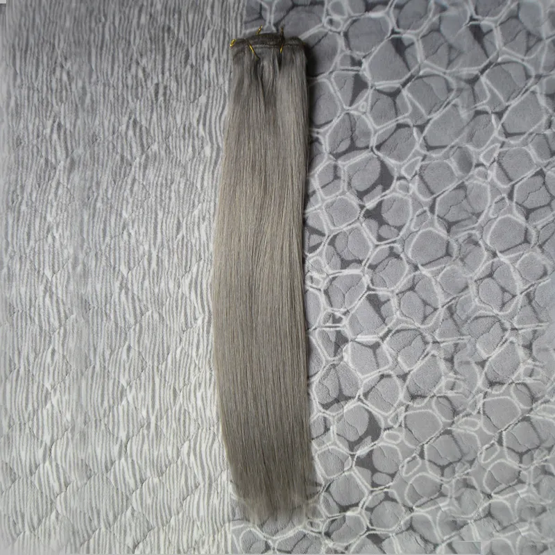 Extension capelli umani grigi clip spesse vergini in extension capelli lisci 100 g 7 pezzi 4446762