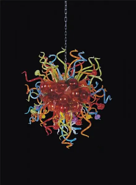 Vintage Bohemian Lamps Multi-colored Chandeliers LED Hand Blown Glass Balls Hanging Chain Chandelier Light Fixture