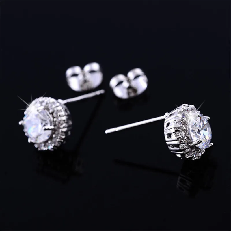 New Arrival Best Friends 18K White Gold Plated Earings Big Diamond Earrings for Women White Zircon Earrings