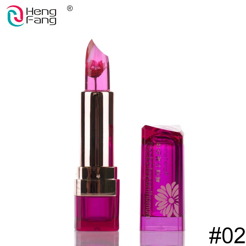 HengFang Flower Lipstick Color Change on Temperature Rouge à lèvres de qualité alimentaire chrysanthème noirâtre hydratant
