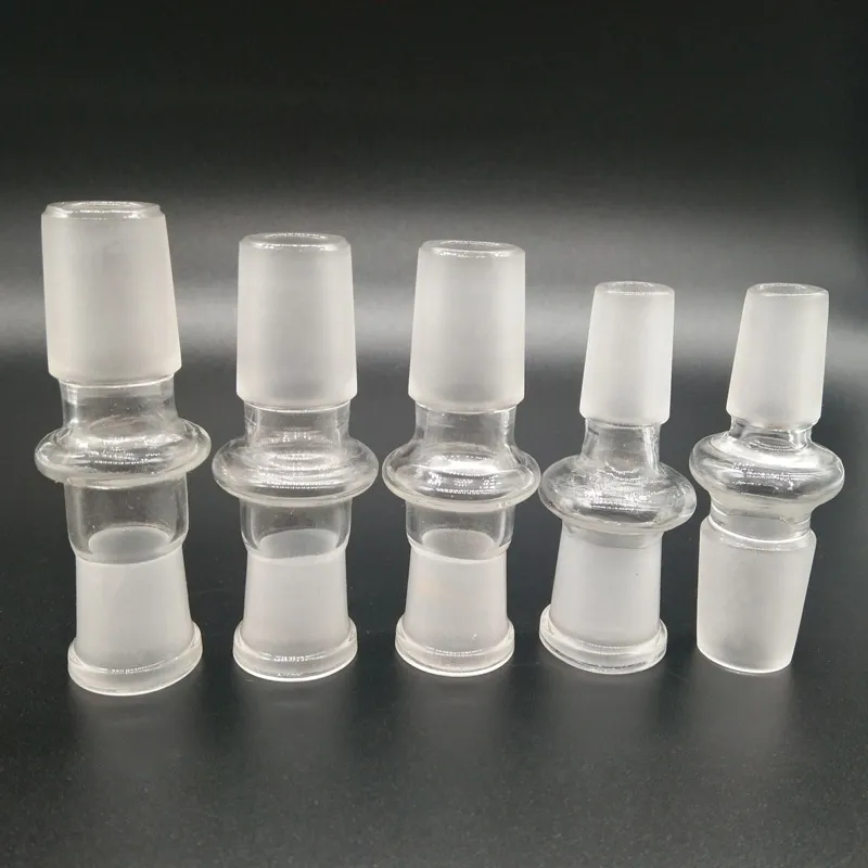 Hot Selling 10 Styles Glass Bong Adapter 14.4 18.8 Man till kvinnlig gemensam 14mm 18mm Kvinna till Man Converter Glass Adapter