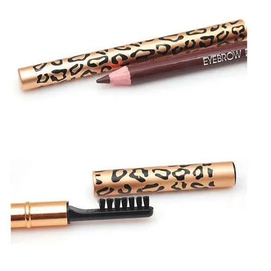 Ny Leopard Kvinnor Ögonbryn Vattentät Svart Brun Penna med Brush Make Up Eyeliner 5 Färger för Välj / 