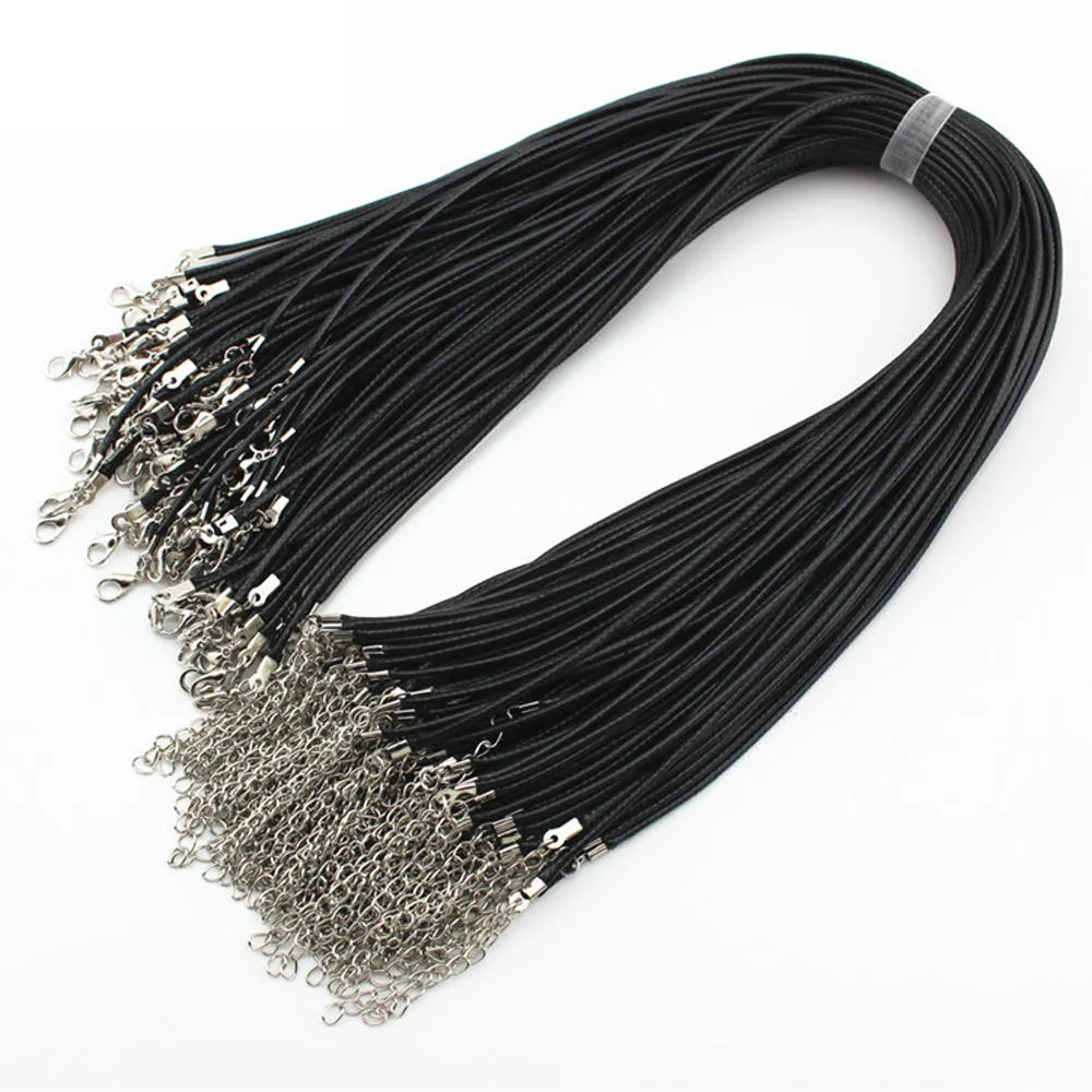 Fashion Style nero in pelle 1.5mm collana di corde con chiusura a moschettone gioielli regalo - spedizione gratuita + regalo gratuito
