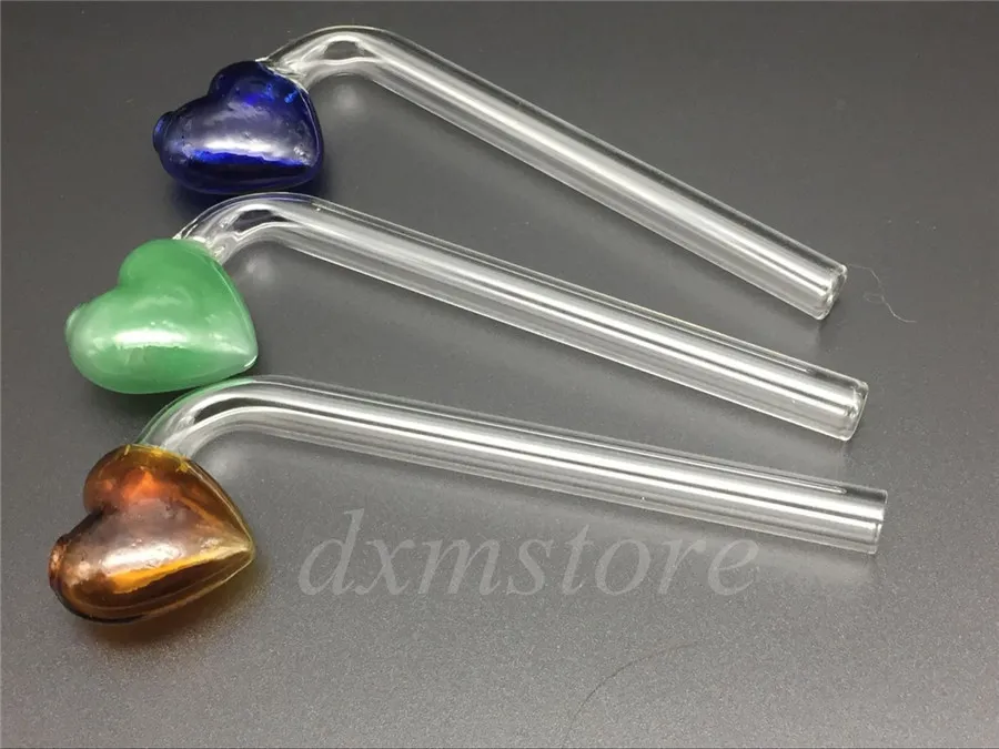 New Arrival glass pipe sweat-heart Smoking Handle Pipes Mini Smoking Pipes Hand Blown Recycler Best Oil Burner