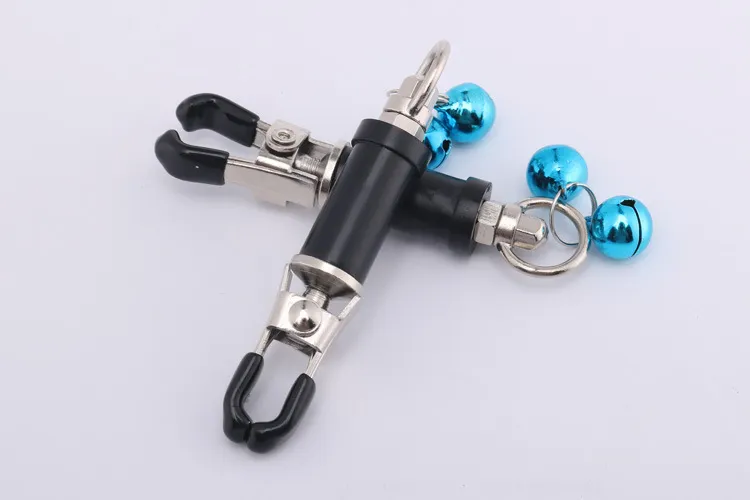 Metallo Argento Adulto BDSM Bondage Sex Toy Fantasy Un paio di morsetti Clip Withs Anello con catena Fetish le donne