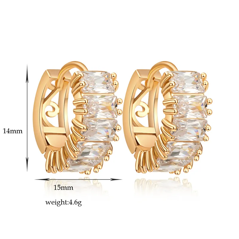 High Quality 18K Yellow Gold Plated Shine CZ Earrings Hoops for Children/Girls/Women Nice Gift ER-991