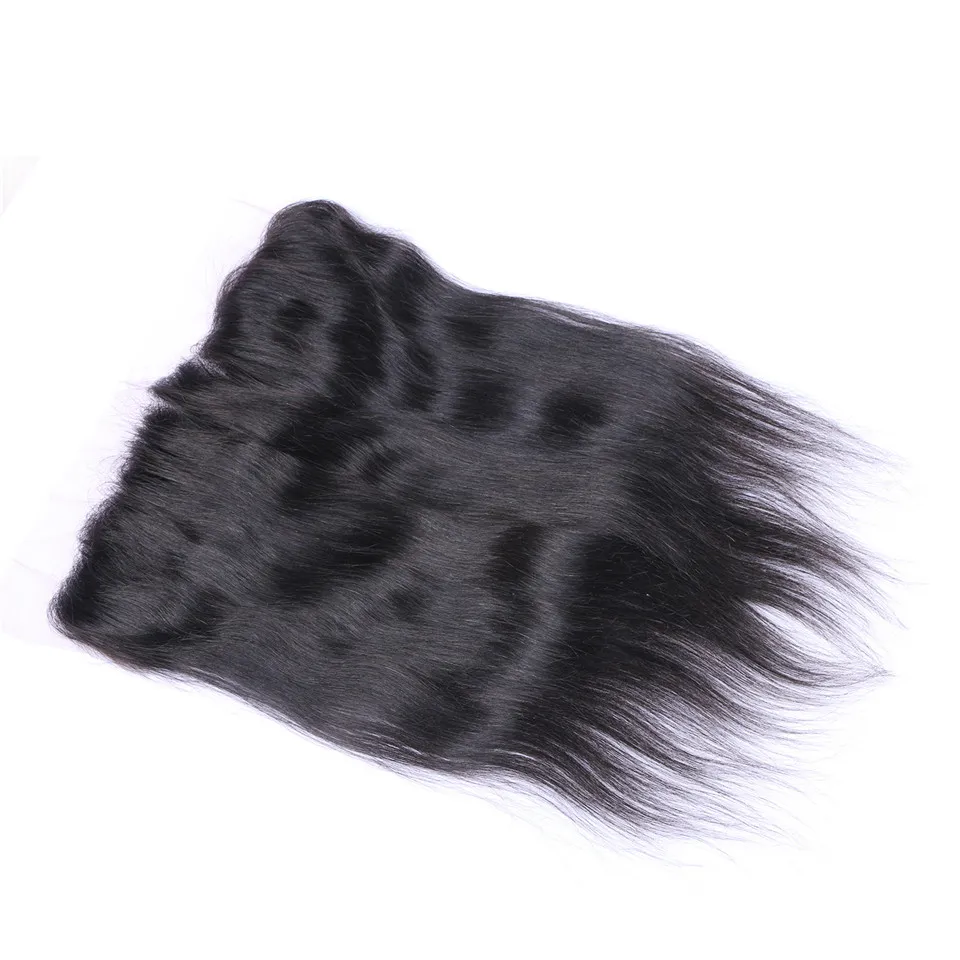 Прямое закрытие шнурка человеческих волос 13x4 Фронтальное предварительно выщипанное натуральное закрытие волосяного покрова