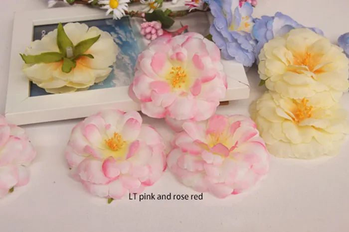 50st Fritt frakt Good Camellia Head Artificial Silk Blomma För Hem, Trädgård, Bröllop, Holiday Beauty's Head eller Dress Decoration på semester