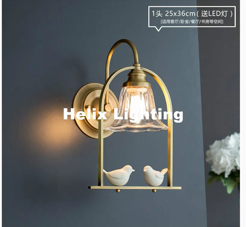 Newly Brass Color Nordic Retro Wall Lamp Nordic Bird Abajur De Parede Vintage Decora Lighting Home Bedrrom Luminaire 110 220V