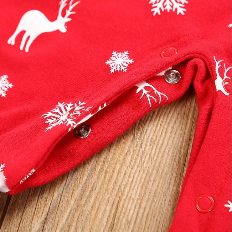 Jul Baby Kläder Santa Claus Romparer Elk Xmas Långärmad Onesies Bomeckent Cartoon SovaSuit Snowflake Jumpsuits Baby Striped Pyjamas K8
