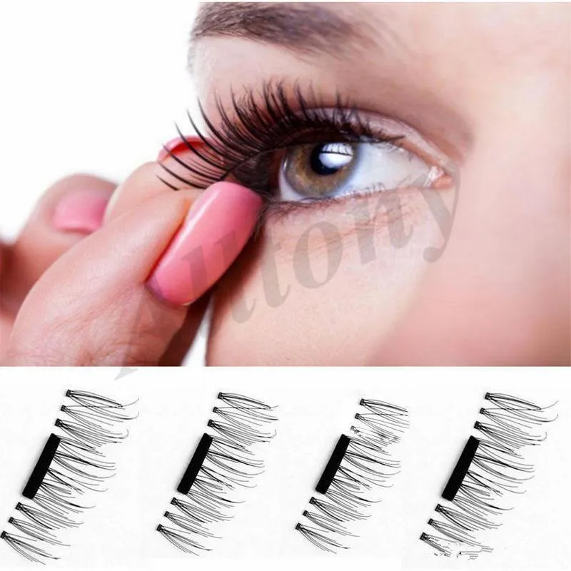 Partihandel-magnetiska falska ögonfransar förlängning 0.2mm 3d magnetiska ögonfransar Makeup Soft Hair Magnetic Fake Eyelashes med detaljhandel Gratis frakt