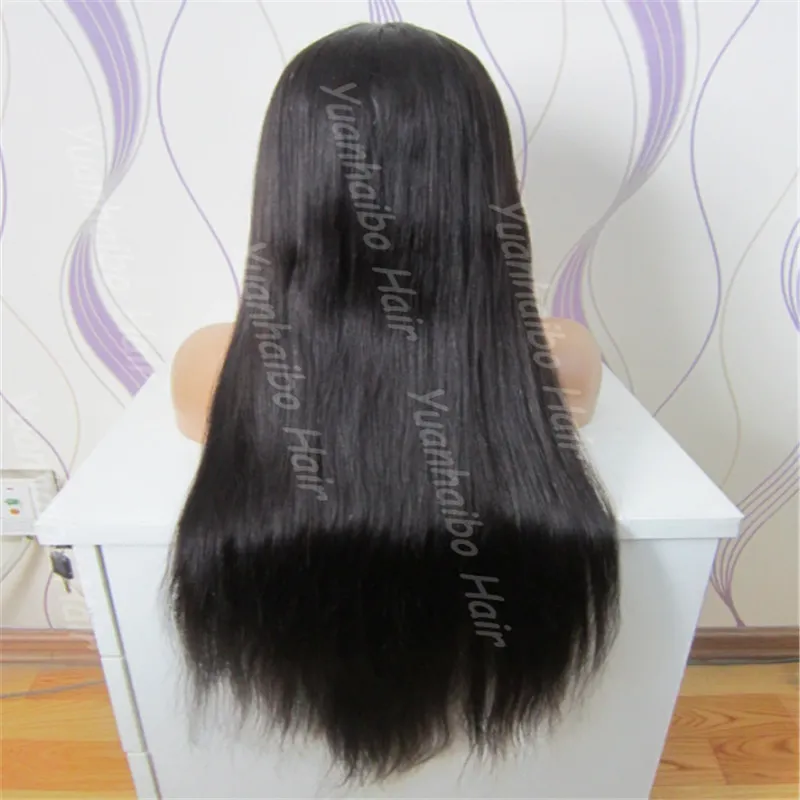 Hot Selling 8A kvalitet naturlig hårfäste peruk 130 densitet silkeslen rak spets peruk brasiliansk hår spets front peruk med baby hårfri frakt