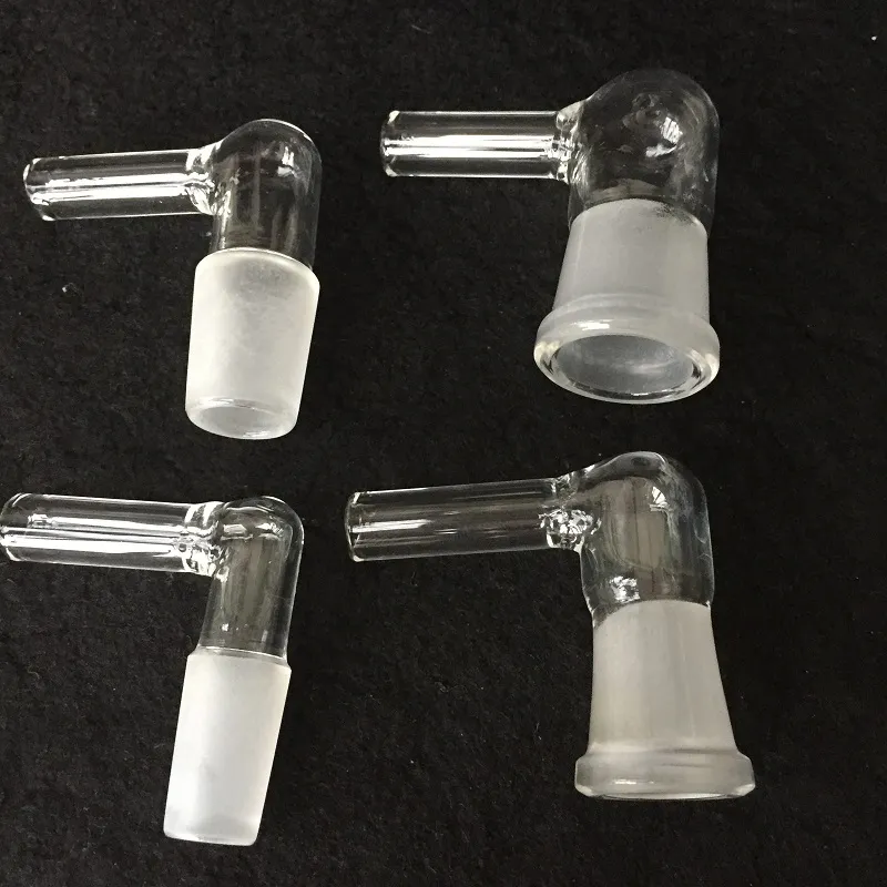 Adattatore per frusta di vapore in vetro 14mm 19mm maschio o femmina Tubo flessibile da 90 gradi grande in stock Adattatore per gomito in vetro per vaporizzatore