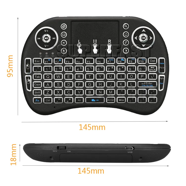 Air Mouse Keyboard Rii i8 Mini clavier sans fil Android Tv Box Télécommande Rétroéclairage Claviers Utilisés Pour S905W S912 Dans Box2035670