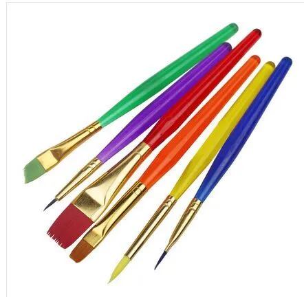 Partihandel-Bornisking 6st Colorful Fondant Cake Brush Decorating Painting Tool Promotion Icing Set Dusting Pastry Cooking Tool