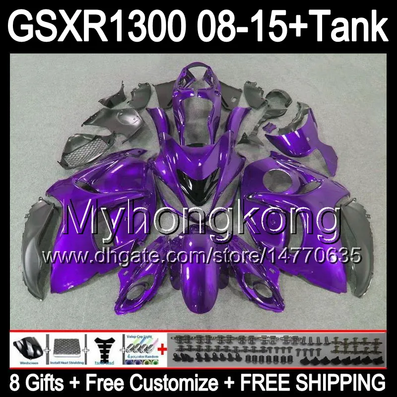 brillant violet 8gifts Pour SUZUKI Hayabusa GSXR1300 2008 2009 2010 2011 14MY81 GSXR-1300 GSX R1300 GSXR 1300 2012 2013 2014 2015 noir Carénage