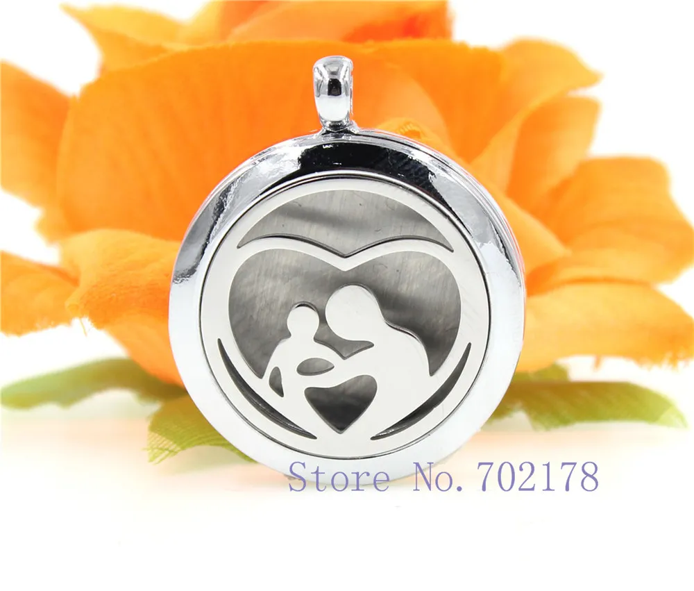 Mamma baby hjärta 30mm aromaterapi parfym Essential diffusor locket flytande locket som gåvor gratis halsband xx15
