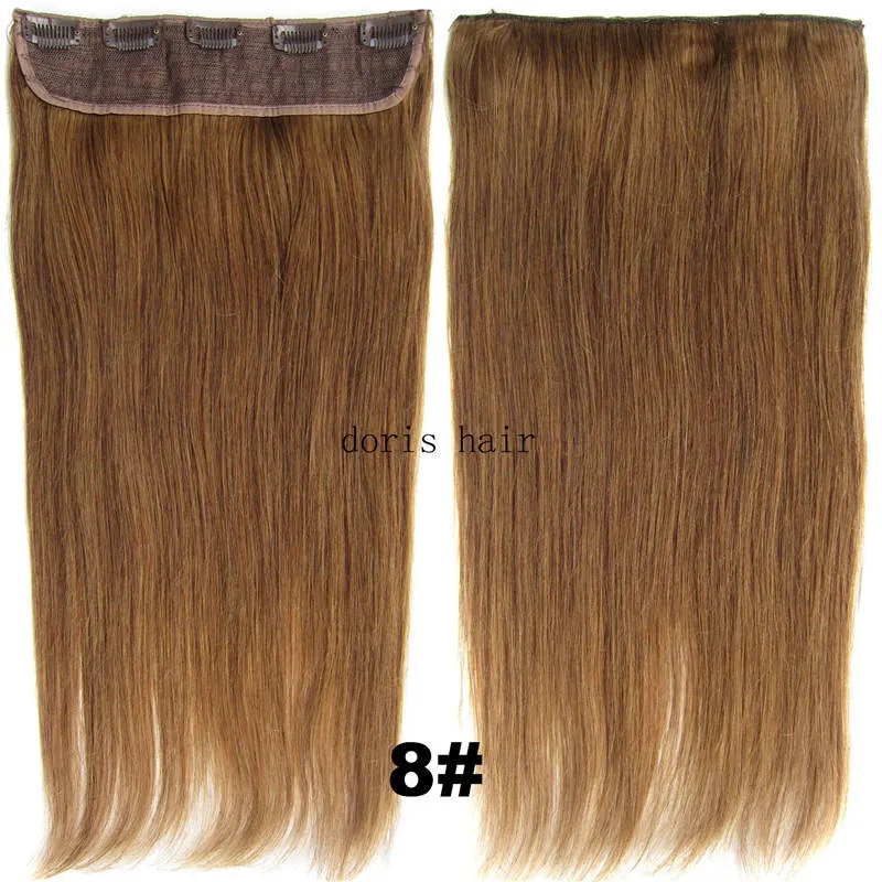 Free DHL Indian Remy Clip in Human Hair Extensions straight 105g with Lace for full head blond black brown color