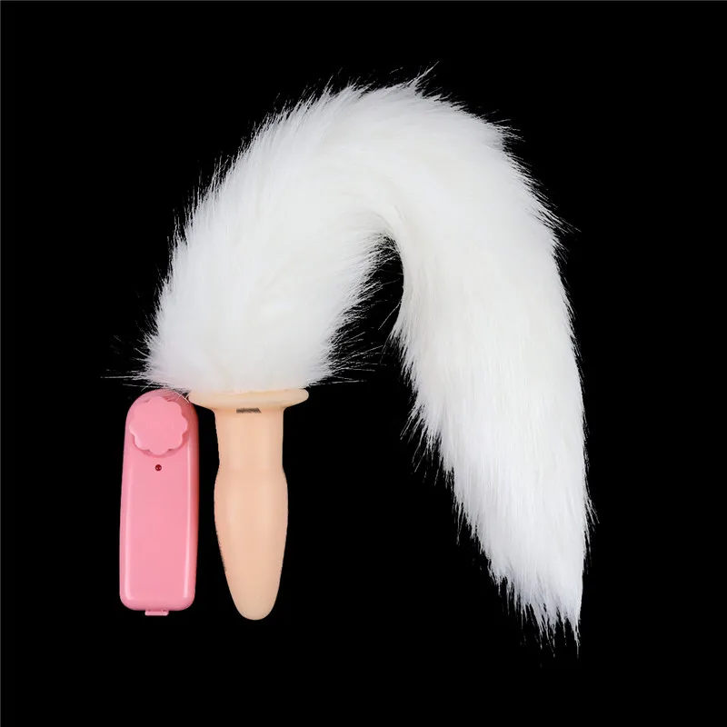 Vibrador de plugue anal vibratório cauda branca sexo cachorro gato cauda 76cm ou 36 cm de comprimento com flerte de peles BDSM Toys 3cm dia sexo brinquedos9781167