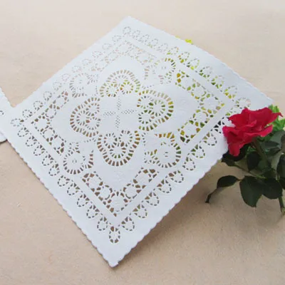 Groothandel-N8 Nieuw aangekomen! Creëren en knutselen 25,4 cm = 10 inch witte vierkante papieren kanten kleedjes/placemat/bruiloftsdecoratie-100pcs/lot