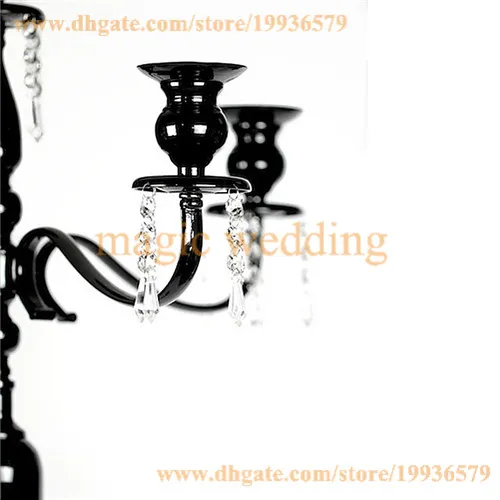 5ft Lang 5 Arm White Gold Silver Floor Candelabra met opknoping Crystal Bead voor Home Party Decoration