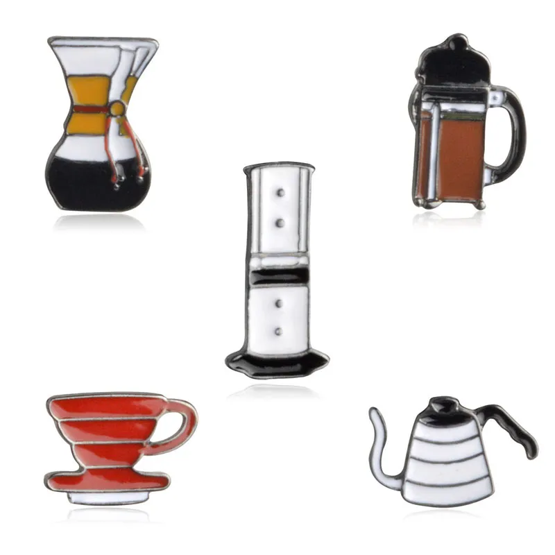 Venta al por mayor- Venta al por mayor 5 piezas / juego de accesorios de joyería Cuenco de metal Filtro filarmónico Broche de taza de café