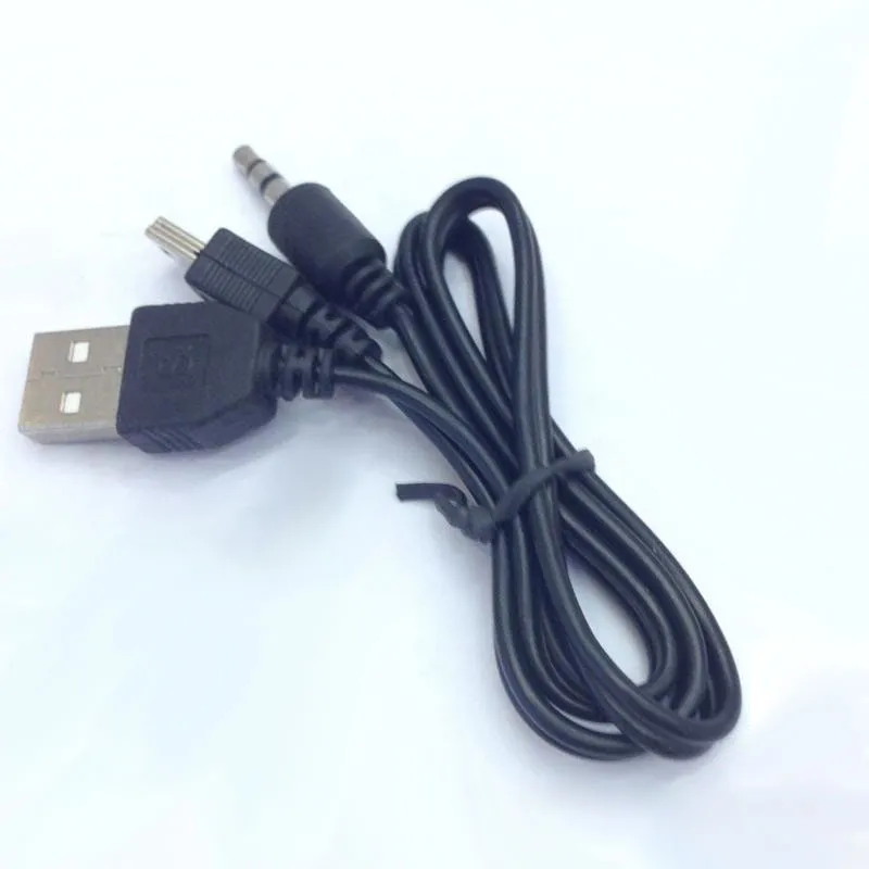 100Pcs USB 2.0 Cable To Mini USB Male And Male 3.5mm Plug Audio / Video Speaker Cable 50CM Black Portable Speaker Audio Cable (DY)