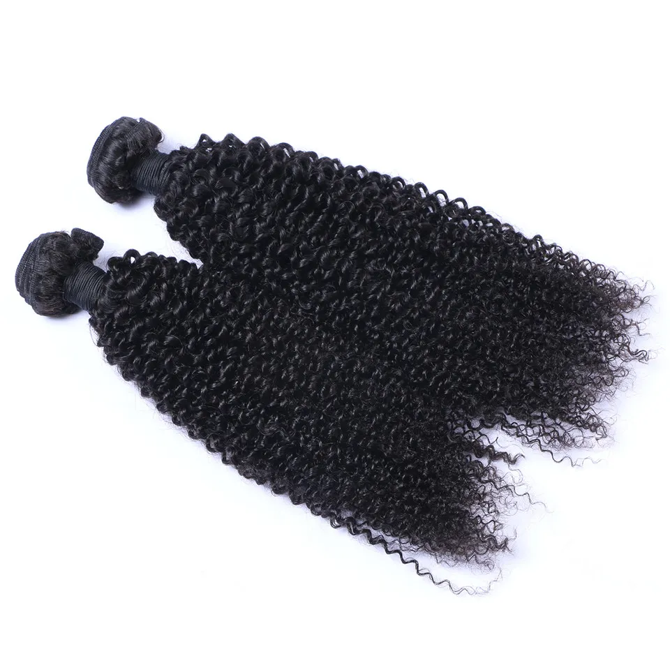 Malaysisk Virgin Människa Hår Kinky Curly Obehandlat Remy Hair Weaves Double Wefts 100g / Bundle 2Bundle / kan färgas blekt