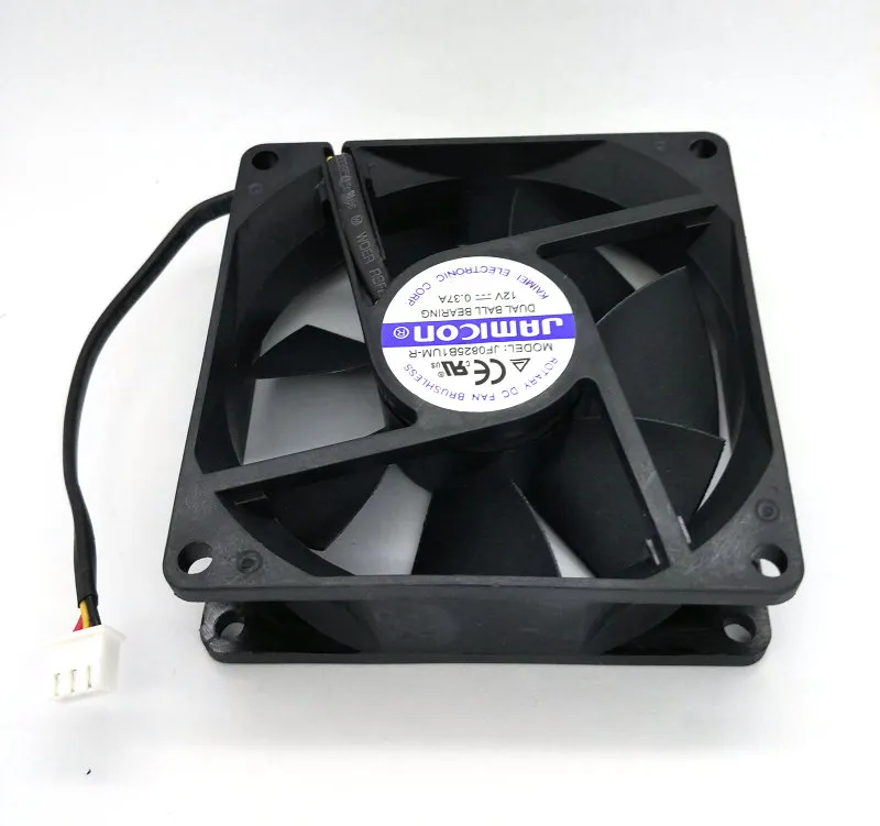 New Original JAMICON JF0825B1UM-R DC12V 0.37A 80*80*25MM 8CM Two Ball Bearing 3 Lines Cooling fan
