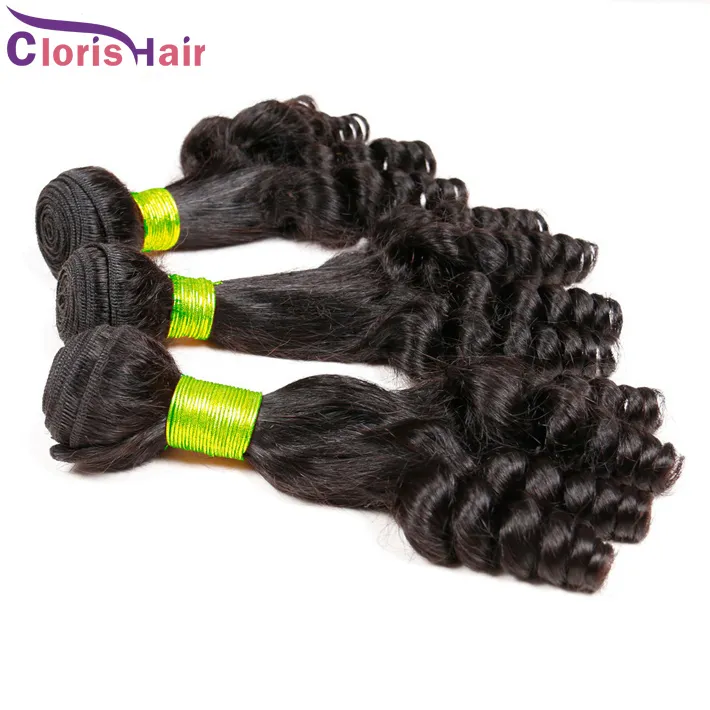 Aunty Funmi Extensions Bouncy Spiral Romance Curls Unprocessed Malaysian Virgin Spring Curly Human Hair Weave 3 Bundles Deals