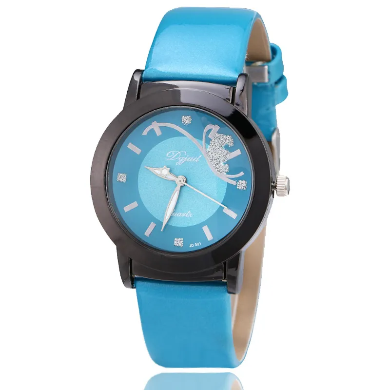 Wholesale pu watch Ms. watch belt butterfly classic style glossy watches jd301 WR021