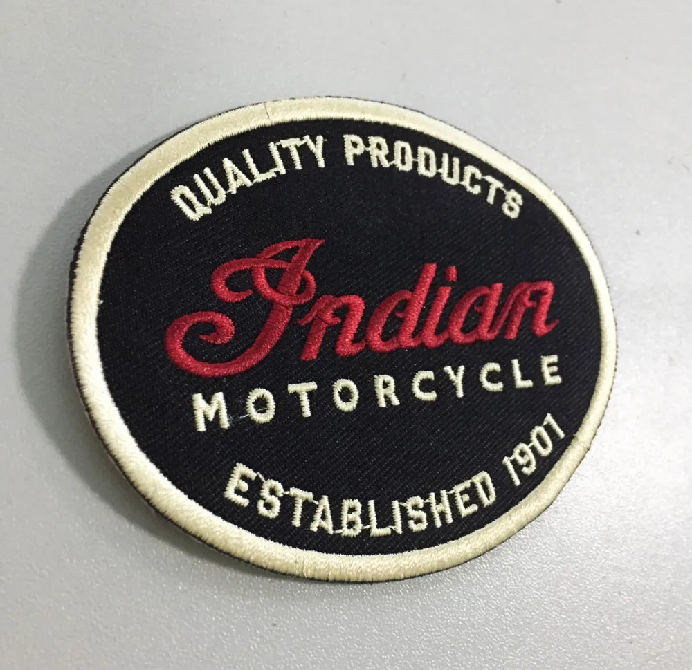 Indian Motorcycle Quality Leder 1901 Oval Motorrad Biker Club MC Front Jacke Weste Patch Detaillierter gestickter Patch