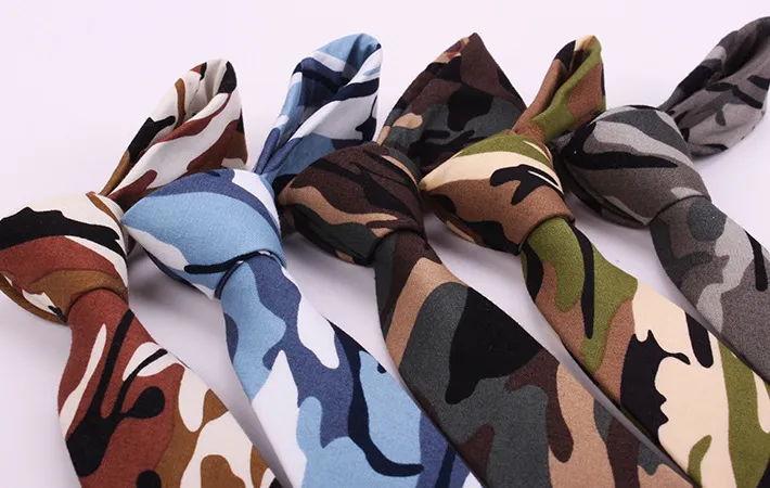 Camouflage Neck Tie 5cm 5 Färg Bomull Soldat Slips för Herr Faders dag Julklappar Gratis TNT FedEx