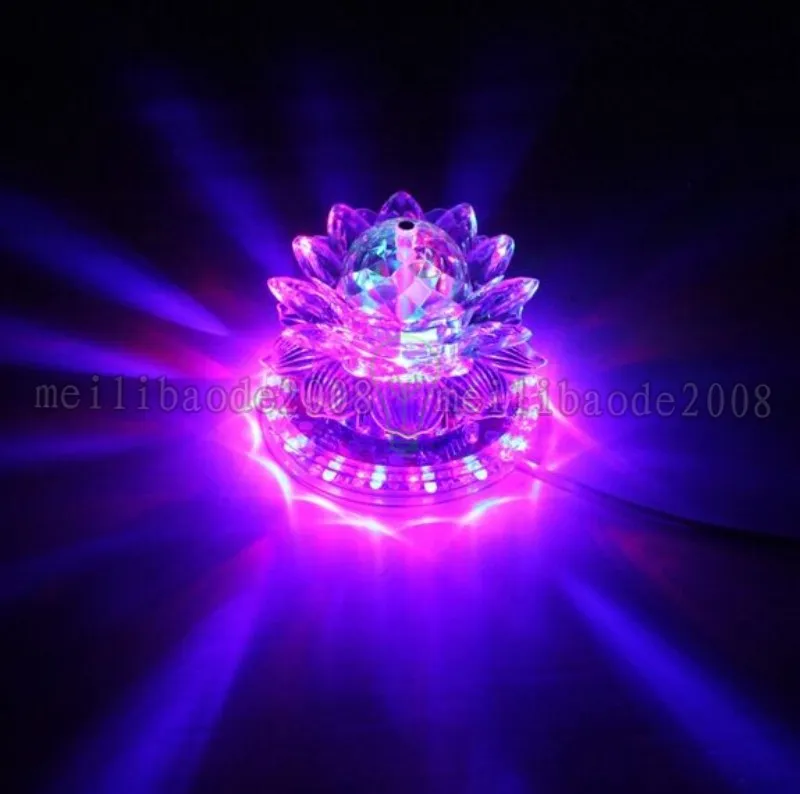 NEW Lotus Effect Light Auto Rotating 11W LED RGB Crystal Stage Light Bead Lamp for Home Decoration DJ Disco Bar Gift MYY
