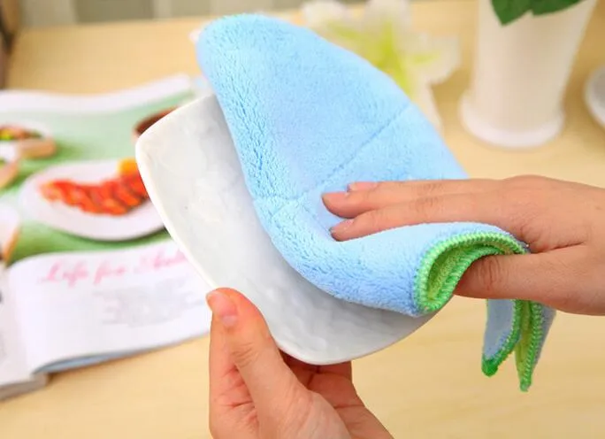 Supplying microfiber dish towel 25cm*15cm non-stick oil wash cloth rag cleaning cloth towel charcoal