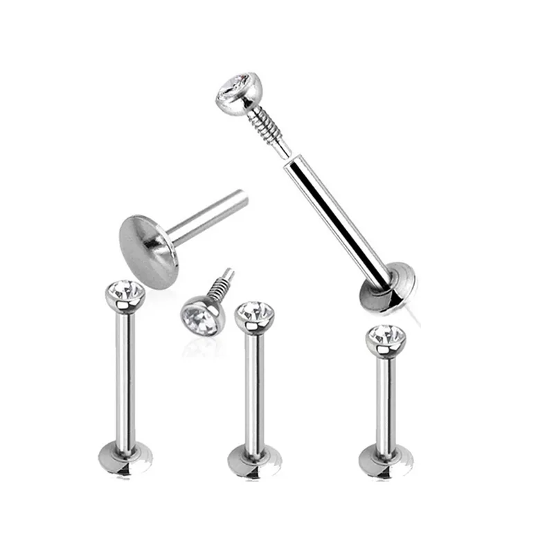 Trendy Silver 16 Gauge Lip Ring With Surgical Steel Labret