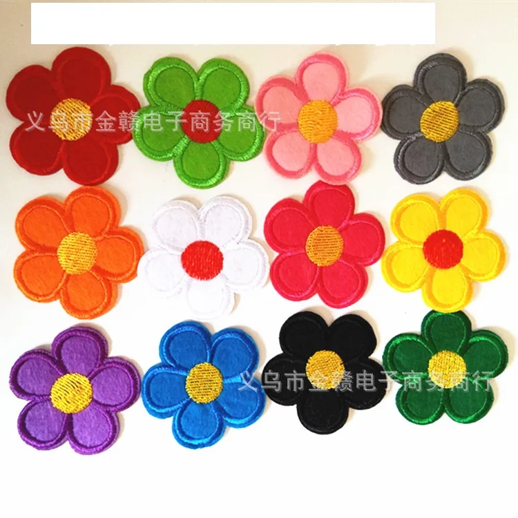 Wholesale-free shipping 120pcs different smail faces Embroidered Cloth Iron On Patch Sew Motif Applique Embroidery Flower