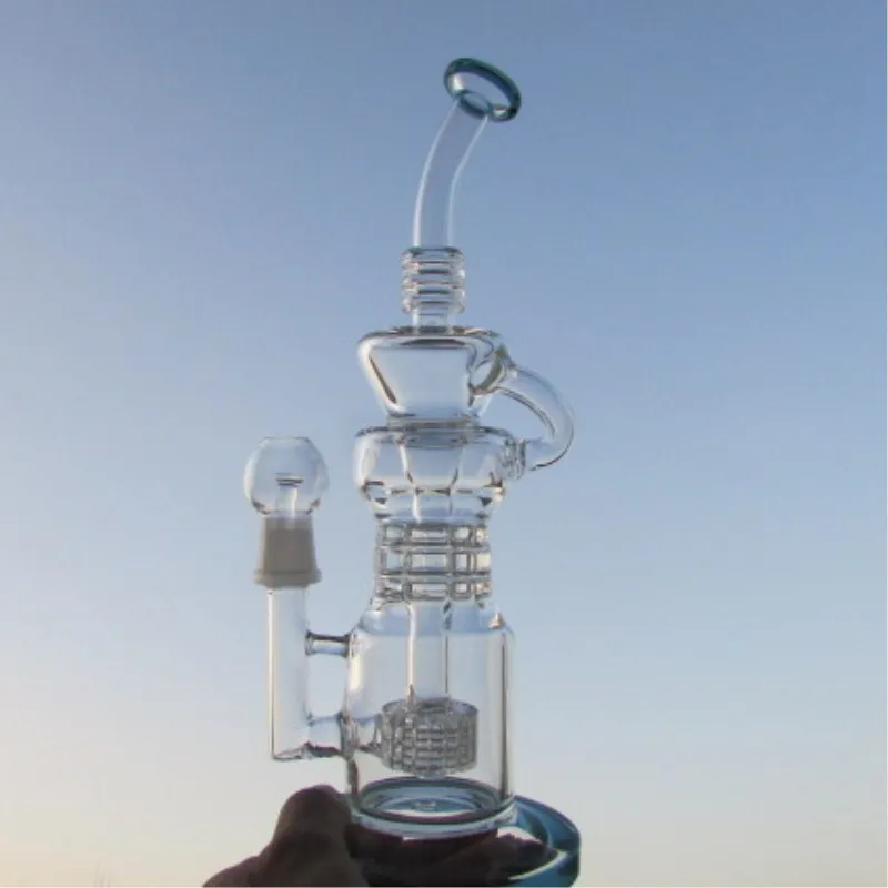 Hittman 스모키 엑센트가있는 유리 버블 러 토로봉 Glass Vapor Rigs Oil rig 유리 리사이클러 수관 18.8mm