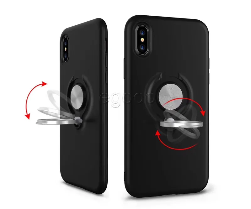 Hybrid Armor Defender Case 360 Ring Stand Holder Magnetic Back Cover with Retail Package For iPhone X XS Max Xr 8 Plus 7 6 6s Plus 5 5S SE