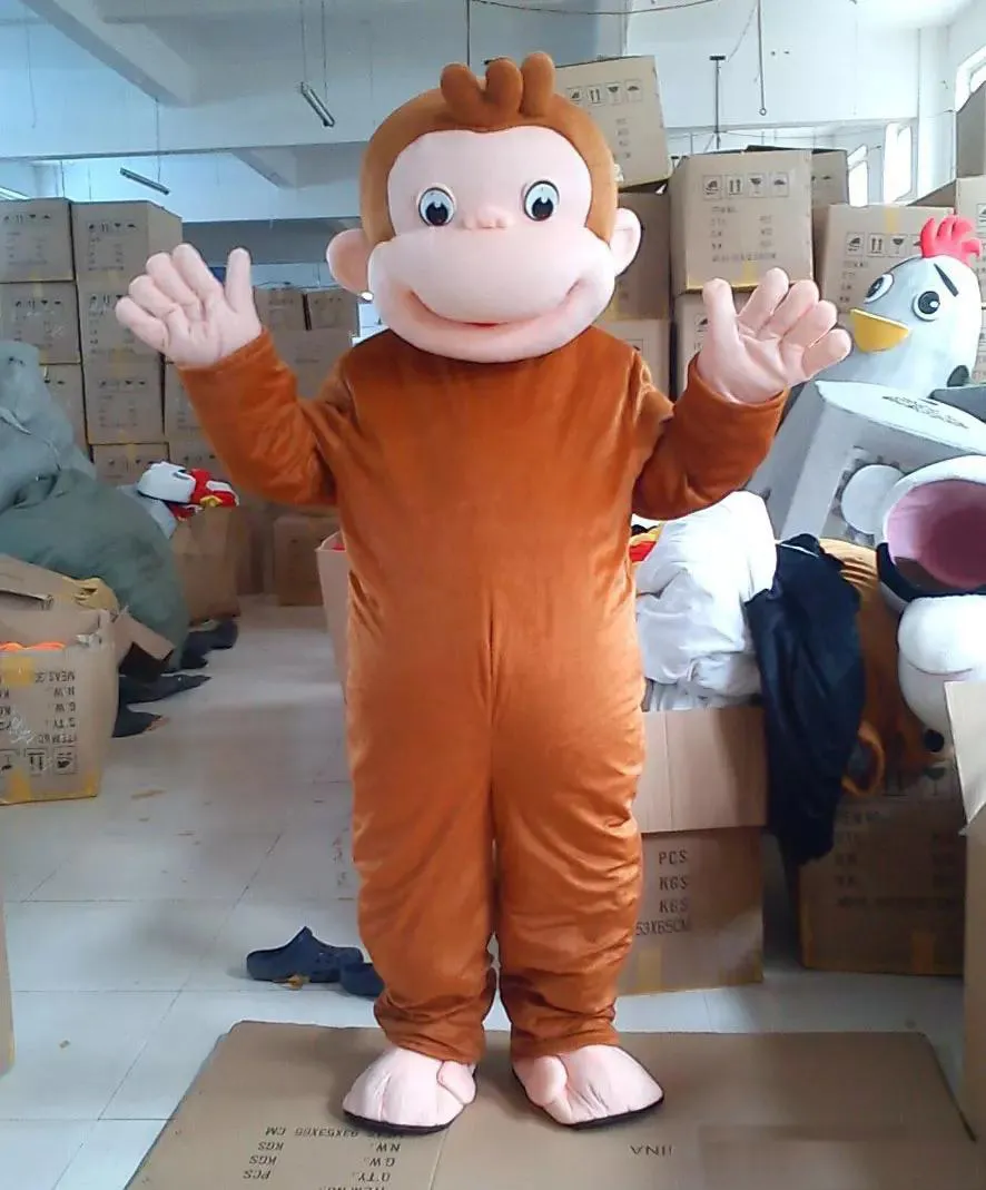 2017 Hot New Curious George Monkey Mascotte Kostuums Cartoon Fancy Dress Halloween Party Kostuum Volwassen grootte