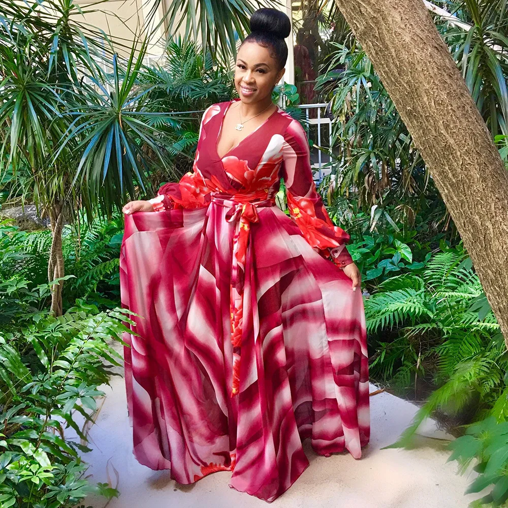 드레스 2017 Deep V 섹시한 여름 Maxi Maxi Long Casual Dress African Clothing Bazin Riche Robe African Print Vestidos Mujer Loose Sparkly Dashik