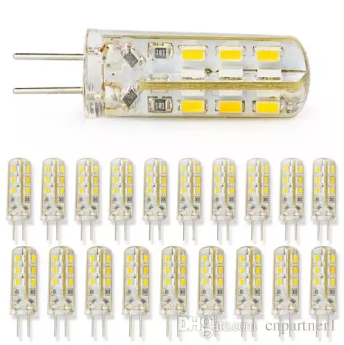 عالية الطاقة بقيادة مصباح G4 24LED SMD 3014 3W الأبيض البارد / الدافئة الأبيض 3014 smd الصمام الكريستال مصباح الذرة بقعة ضوء dc 12 فولت