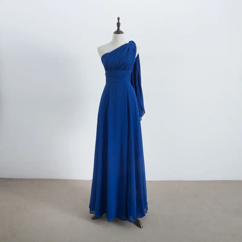 Robe longue de demoiselle d'honneur Convertible en mousseline de soie, à lacets, bleu Royal, robes d'invitées de mariage, 2020, photos réelles, 100%