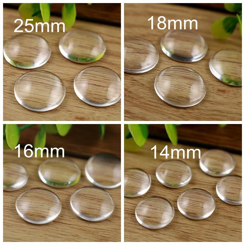 Glas Cabochon Sieraden Componenten Duidelijke Ronde Koepelglazen Platte Back Beads DIY Handgemaakte Bevindingen 14mm 18mm 25mm