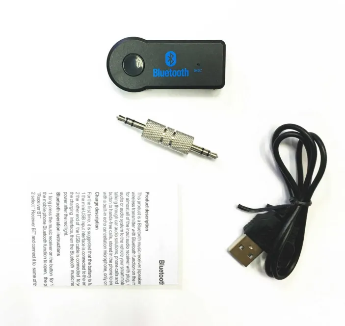 カーBluetooth Kit Aux 3 5mmオーディオミュージックレシーバーカーキットmp3 Bluetoothマイクアダプタードングル3 0 A2DPハンド小売ボックスEMS201U