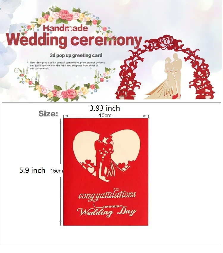 cartes de voeux cartes de mariage cartes pop up félicitations jour de mariage carte de félicitations carte de Saint Valentin avec enveloppe