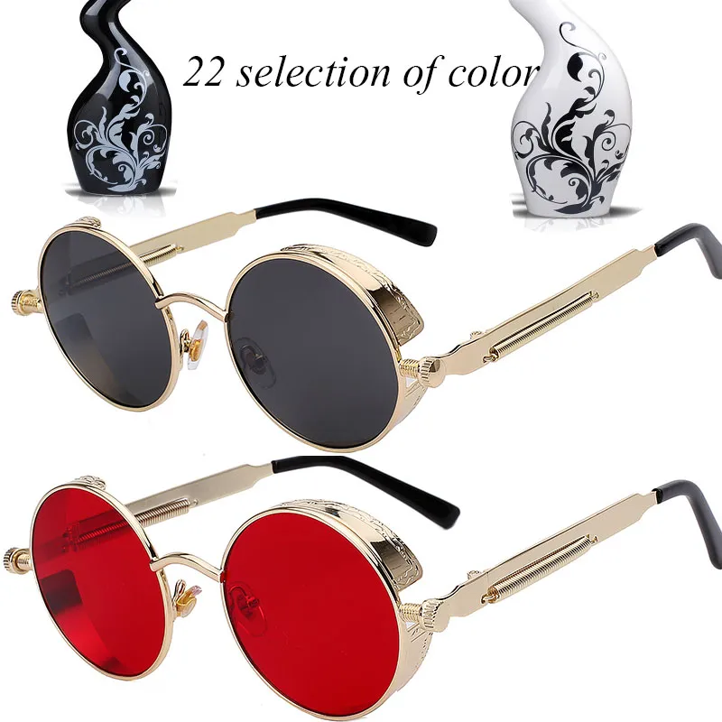 Round Metal Sunglasses Steampunk sunglasses for men and women Fashion Glasses Sun glasses Comfortable and comfortable to wear